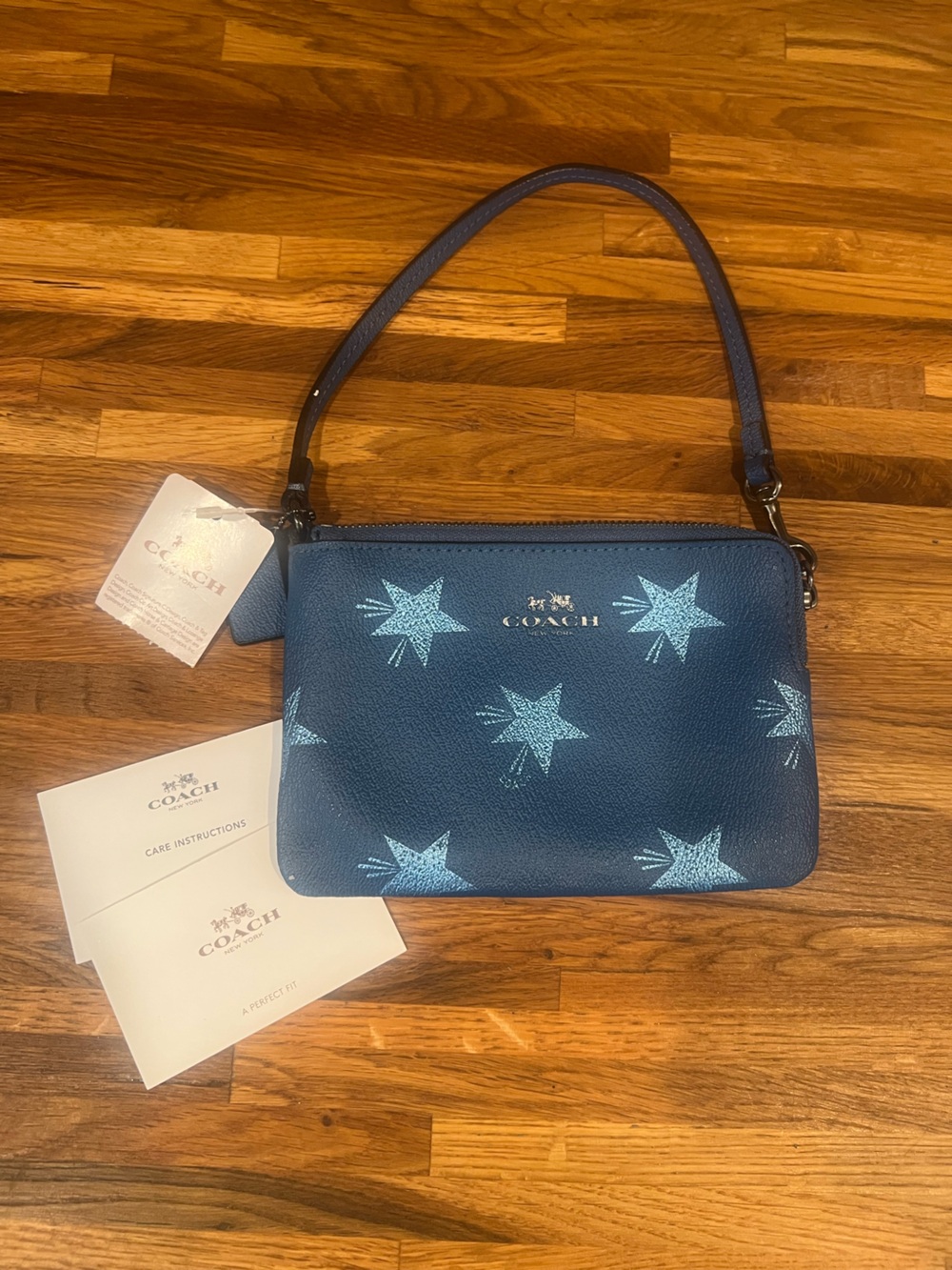 Coach Limited Edition Star Canyon Print Leather Wristlet - Slate Blue